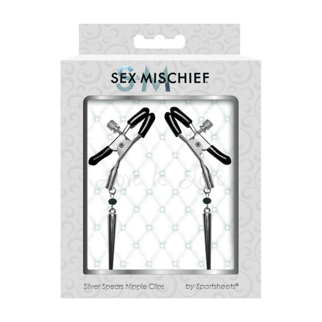 Sex & Mischief Silver Spears Nipple Clips  Love is Love