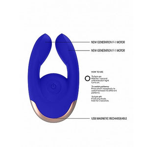 Shots Elegance Fancy Dual Motor Clitoral Stimulator Blue Vibrators - Clitoral & Labia Shots 