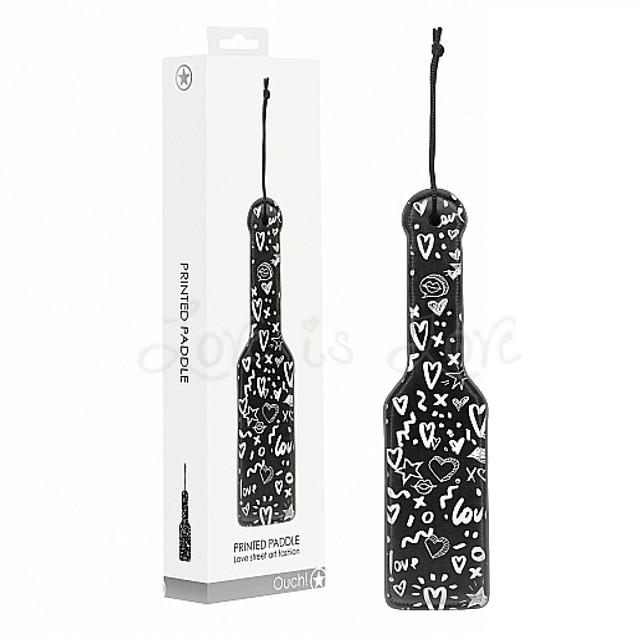 Shots Ouch! Love Street Art Fashion Printed Paddle Black
