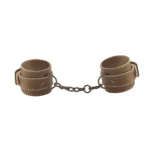 Shots Ouch Premium Bonded Leather Hand Cuffs Brown Bondage - Shots Ouch! Bondage Shots Ouch! 
