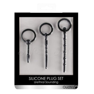 Shots Ouch! Urethral Sounding Silicone Plug Set Black For Him - Urethral Sounds/Penis Plugs Shots Ouch! 