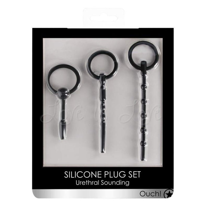 Shots Ouch! Urethral Sounding Silicone Plug Set Black