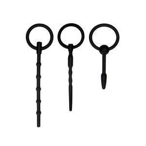 Shots Ouch! Urethral Sounding Silicone Plug Set Black For Him - Urethral Sounds/Penis Plugs Shots Ouch! 