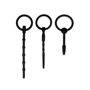 Shots Ouch! Urethral Sounding Silicone Plug Set Black For Him - Urethral Sounds/Penis Plugs Shots Ouch! 