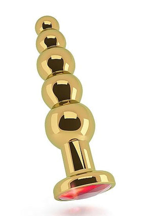 Shots Rich R5 Gold or Silver Plug 4.9 Inch with Red Sapphire Anal - Premium Luxury Anal Toys Shots Rich Gold 