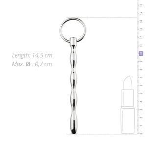 Sinner Gear Unbendable Beaded Penis Plug with Pull Ring 10.5cm For Him - Urethral Sounds/Penis Plugs Sinner Gear 