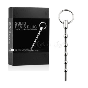 Sinner Gear Unbendable Beaded Penis Plug with Pull Ring 11cm For Him - Urethral Sounds/Penis Plugs Sinner Gear 