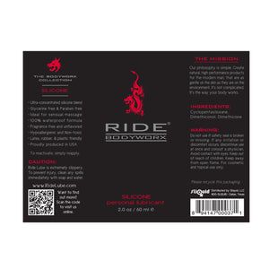 Sliquid Ride Bodyworx Silicone Lube 2 FL OZ 60 ML (Newly Replenished on Jan 19) Lubes & Cleaners - Silicone Based Sliquid 