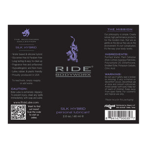 Sliquid Ride BodyWorx Silk Hybrid Lubricant 2 OZ 60 ML or 4.2 OZ 120 ML or 8.5 OZ 255 ML buy in Singapore LoveisLove U4ria