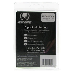 Spartacus 3 Pack Nitrile Cock Ring Set (Durable Cock Rings) Cock Rings - Cock Ring Sets Spartacus 