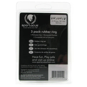 Spartacus 3 Pack Rubber Cock Ring Set Cock Rings - Cock Ring Sets Spartacus 