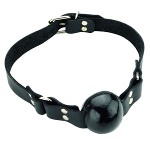 Spartacus Ball Gag Oiltan Leather With Buckle Closure 1.5 Inch Black Bondage - Spartacus Bondage Gear Spartacus 