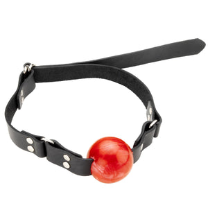 Spartacus Ball Gag Oiltan Leather With D-Ring Closure Bondage - Spartacus Bondage Gear Spartacus 1.5 Inch Red 