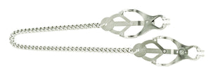 Spartacus Butterfly Nipple Clamps With Silicone Tips Link Chain in Black or Silver Nipple Toys - Nipple Clamps Spartacus 