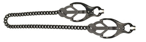 Spartacus Butterfly Nipple Clamps With Silicone Tips Link Chain in Black or Silver Nipple Toys - Nipple Clamps Spartacus 