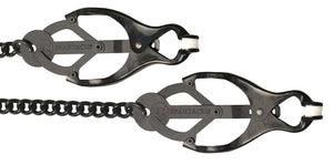 Spartacus Butterfly Nipple Clamps With Silicone Tips Link Chain in Black or Silver Nipple Toys - Nipple Clamps Spartacus 