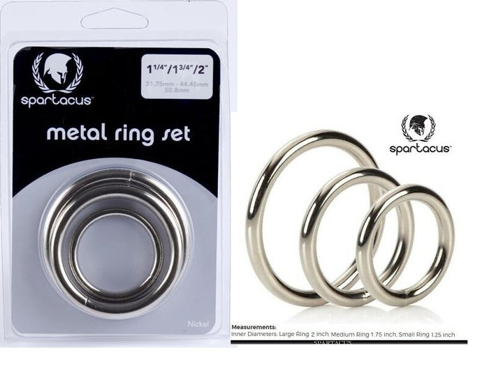 Spartacus Metal Cock Ring Set (3 Sizes 1.25", 1.75", 2")