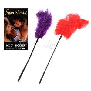 Sportsheets Body Tickler Ostrich Feather Tickler Purple or Red Bondage - Paddles/Spankers/Ticklers Sportsheets 