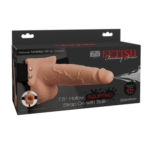 Fetish Fantasy Series  Hollow Squirting Strap-On with Balls Flesh 7.5 Inch buy in Singapore LoveisLove U4ria