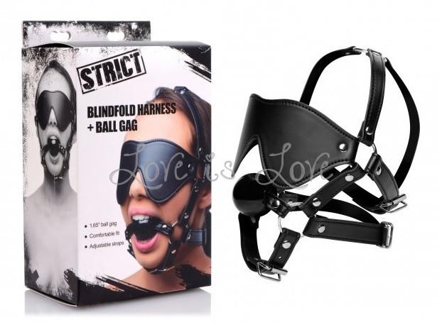 STRICT Blindfold Harness and Ball Gag