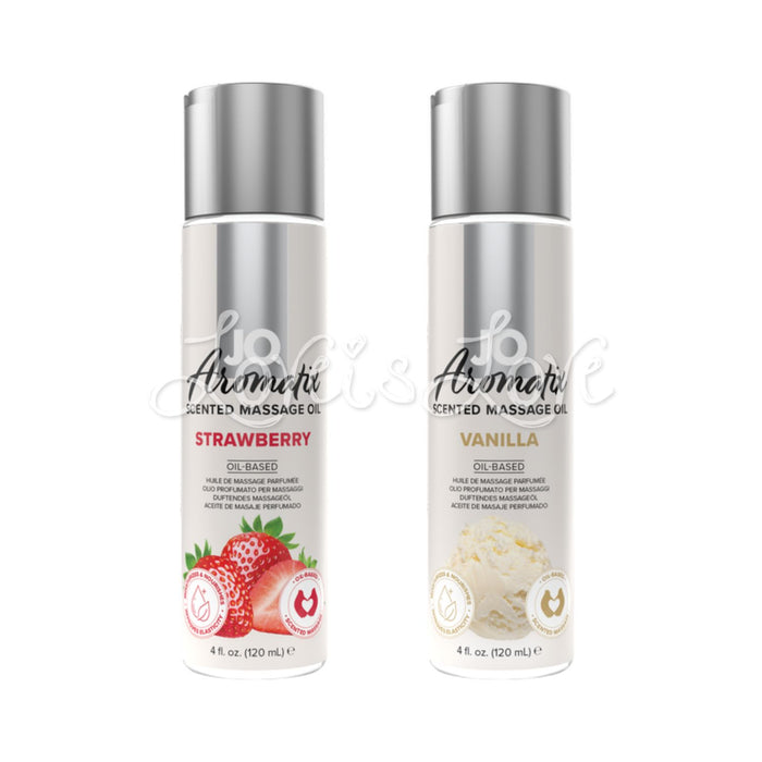 System Jo Aromatix Scented Massage Oil Strawberry or Vanilla 120 ml / 4 fl oz