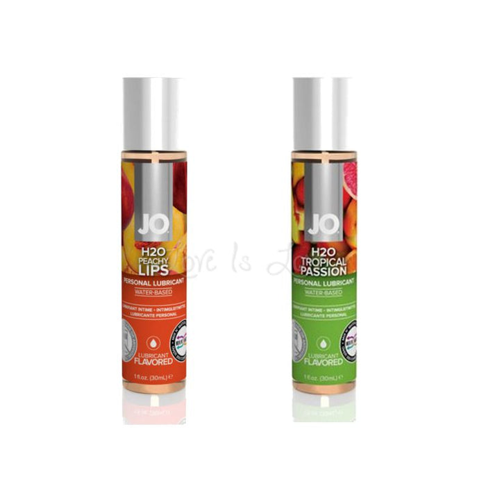 System JO H2O Edible Water-Based Flavored Lubricant Peachy Lips or Tropical Passion