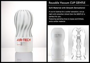 Tenga Air-Tech Reusable Vacuum Cup Gentle (White) or Regular (Red) or Strong (Black) Award-Winning & Famous - Tenga Tenga Gentle 