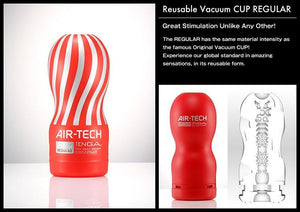 Tenga Air-Tech Reusable Vacuum Cup Gentle (White) or Regular (Red) or Strong (Black) Award-Winning & Famous - Tenga Tenga Regular 