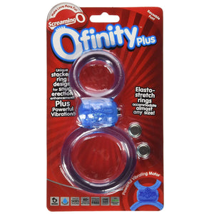 The Screaming O Ofinity Plus Vibrating Double Erection Ring Blue Cock Rings - Double Cock Rings The Screaming O 