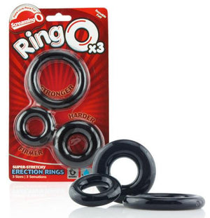 The Screaming O RingO Erection Rings (Pack of 3 Sizes ) Clear or Black Cock Rings - Cock Ring Sets The Screaming O Black 