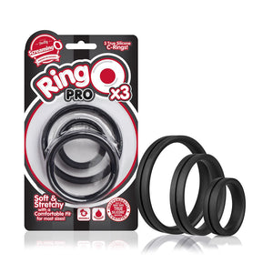 The Screaming O RingO Pro X3 Black Set of 3 Sizes (L, XL and XXL) Cock Rings - Cock Ring Sets The Screaming O 