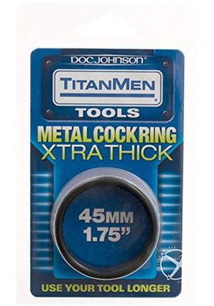 TitanMen Metal Cock Ring XTRA THICK 40mm or 45mm Cock Rings - Metal Cock Rings Doc Johnson 45mm Black 