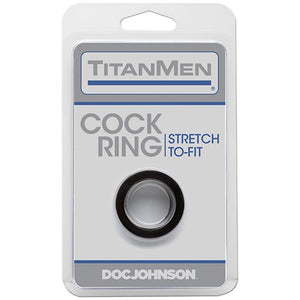 TitanMen Tools Cock Ring - Stretch To Fit Black or Blue (Stretch To Fit Cock Ring Best Seller) For Him - Cock Rings Doc Johnson Black 