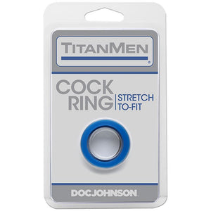 TitanMen Tools Cock Ring - Stretch To Fit Black or Blue (Stretch To Fit Cock Ring Best Seller) For Him - Cock Rings Doc Johnson Blue 
