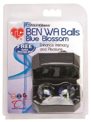 TLC Cyberglass Ben Wa Balls Blue Blossom or Yellow Blossom Anal - Anal Beads & Balls Topco Sales Blue Blossom 
