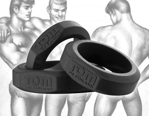 Tom Of Finland 3 Piece Silicone Cock Ring Set Blue Or Black ( Retail Popular Thick Cock Ring Set) For Him - Cock Ring Sets Tom Of Finland Black 