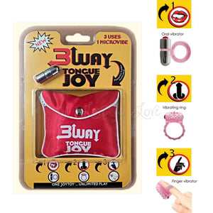 Tongue Joy Oral Vibrator 3 Way Includes Oral Ring Cock Ring Finger Ring Vibrators - Finger & Tongue Tongue Joy 