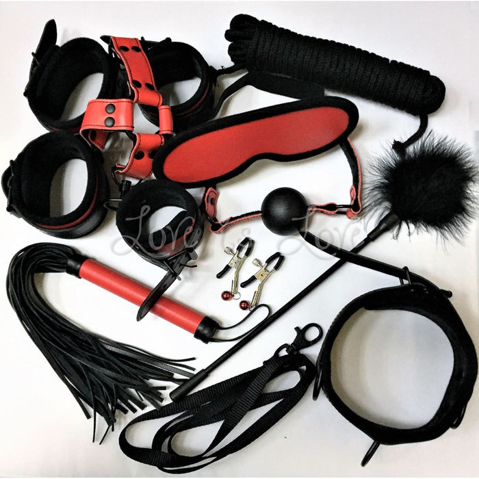 U4Ria 10-Piece Complete Set Of BDSM Bondage Gear (Best Seller - Most Demanded 10 Pieces Bondage Items)