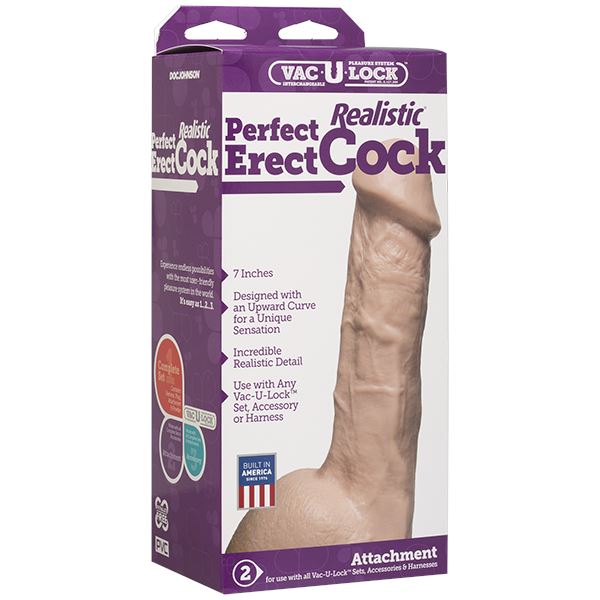 Vac-U-Lock 7" Realistic Perfect Erect Cock (Just Sold - Only 2 Left)(Limited Period Sale)