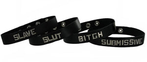 Wordband Leather Collar ID - Bitch, Slut, Submissive Bondage - Collars & Leash XRLLC Slave 