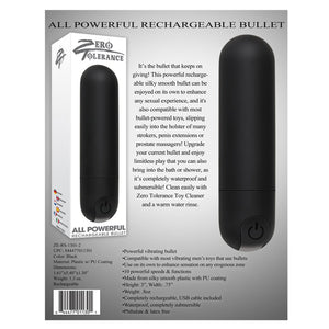 Zero Tolerance All Powerful Rechargeable Bullet (Newly Replenished) Vibrators - Bullet & Egg Zero Tolerance Toys 
